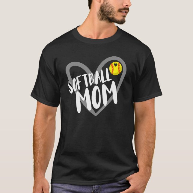 Softball Mum Heart Mama Mother's Day T-Shirt (Front)