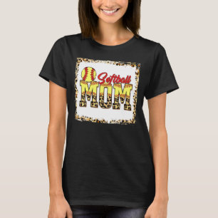 Softball Mum Leopard Bleached Mum Mama Mother's Da T-Shirt