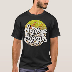 Softball Mum Leopard Funny Baseball Mum Mothers Da T-Shirt