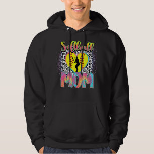 Softball Mum Leopard Print Bleached Distressed Tre Hoodie