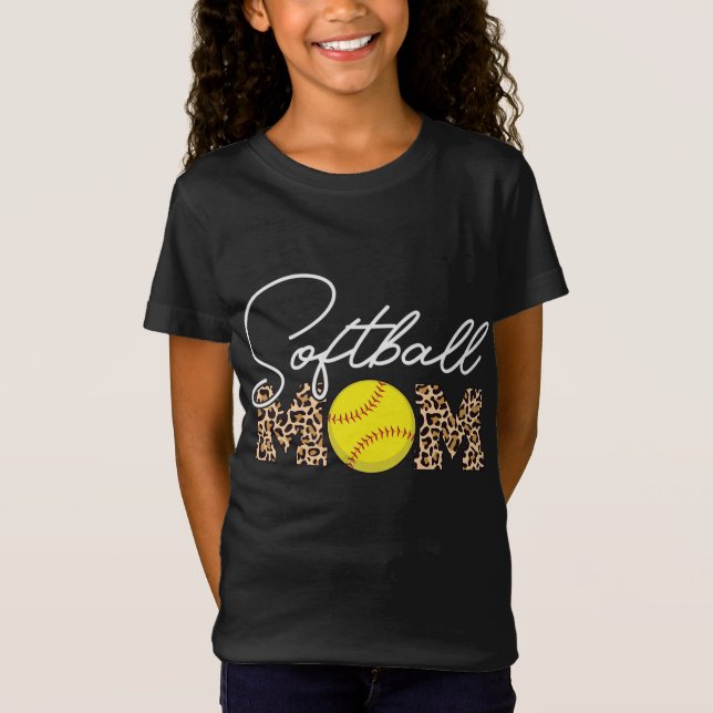 Softball Mum Leopard Print T-Shirt (Front)