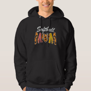 Softball Mum Leopard Print Vintage Mother's Day 2 Hoodie