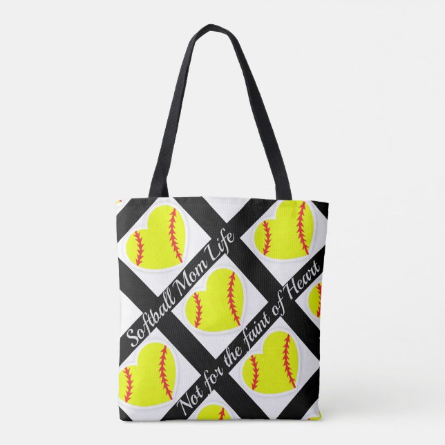 Softball Mum Life: Not for the faint of Heart Tote Bag (Back)