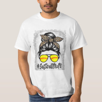 Softball Mum Life With Leopard T-Shirt