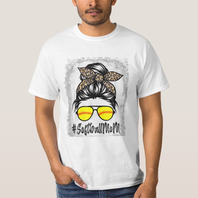 Softball Mum Life With Leopard T-Shirt (Front)