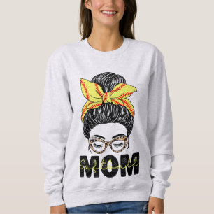 Softball Mum Messy Bun Softball Life Mum Sweatshirt
