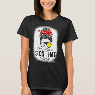 Softball-Mum My Heart is on Field Baseball-Mama Fu T-Shirt