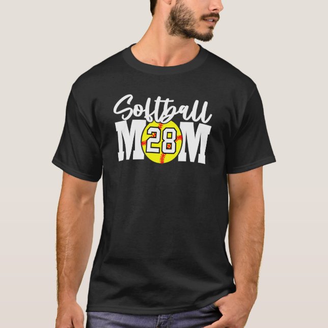 Softball Mum Number 28 T-Shirt (Front)