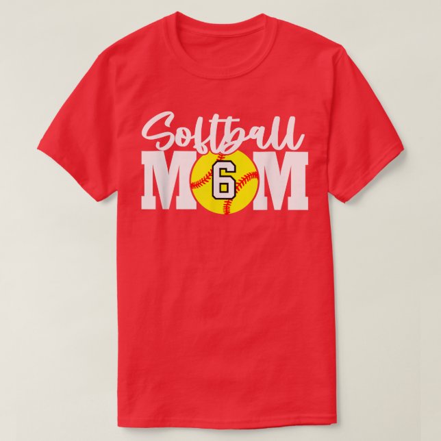Softball Mum Number 6  T-Shirt (Design Front)