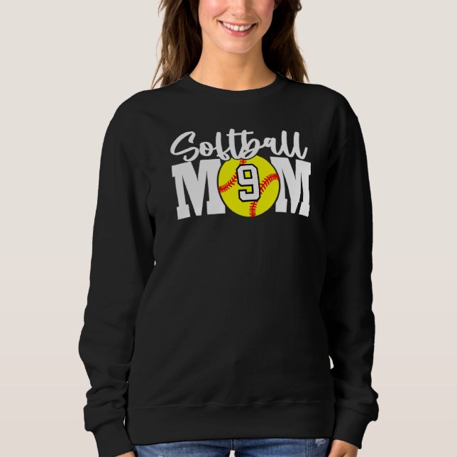 Softball Mum Number 9 Sweatshirt (Front)