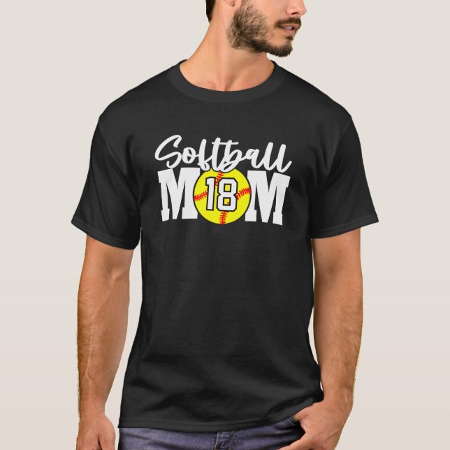 Softball Mum Number T-Shirt (Front)