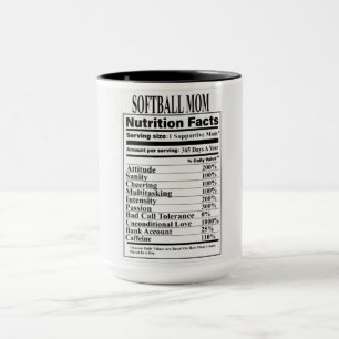 Softball Mum Nutrition Facts Mug