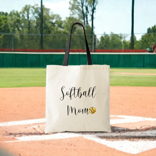 Softball Mum Script Custom Number Tote Bag (Creator Uploaded)