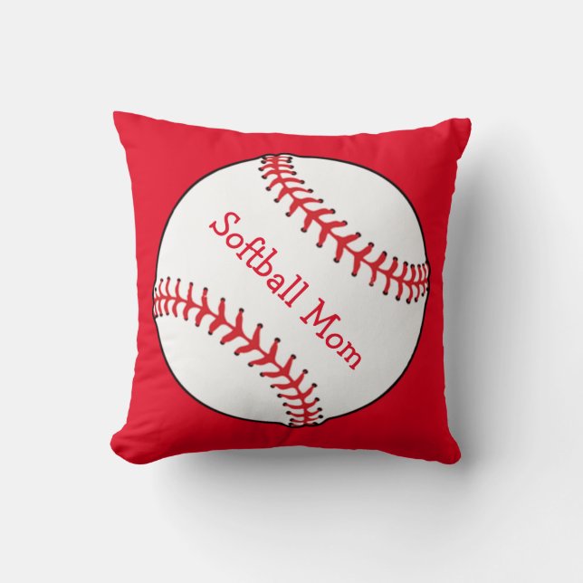 Softball Mum Square Throw Pillow (Front)