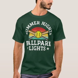 Softball Mum Summer Nights Ballpark Lights Retro B T-Shirt