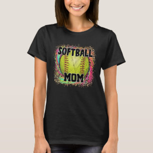 Softball Mum Tie Dye Leopard Print Yellow Ball T-Shirt