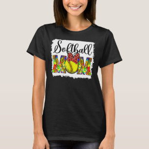 Softball Mum Tie Dye Messy Bun Mum Life Cute Mothe T-Shirt