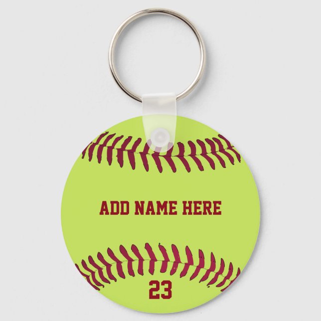 Softball Name Number Customised Key Ring (Front)