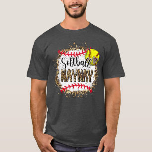 Softball Naynay leopard bleached mothers day game T-Shirt