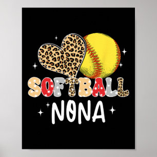 Softball Nona Heart Leopard Softball Player Lover Poster