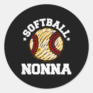 Softball Nonna Distressed Vintage Funny Grandma Ga Classic Round Sticker