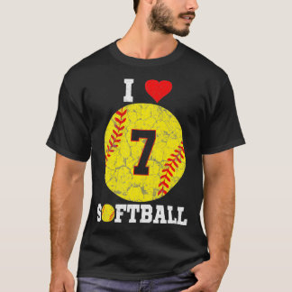 Softball Number #7 Softball Lover Gift Vintage Ret T-Shirt