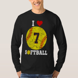 Softball Number #7 Softball Lover Vintage Retro T-Shirt