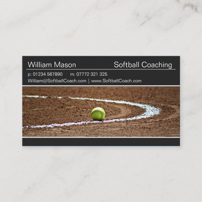 Softball on a Softball Field Photo Business Card (Front)