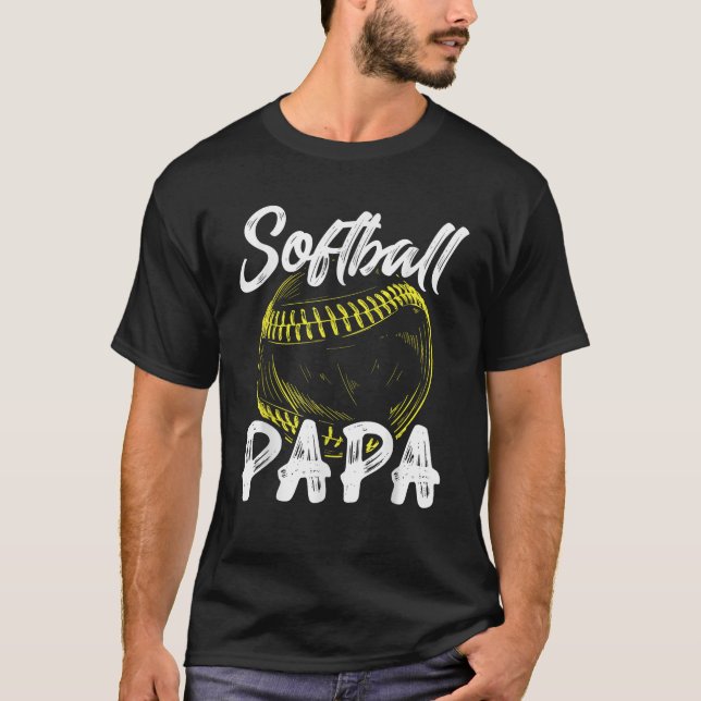 Softball Papa For Men Family Matching Players Fath T-Shirt (Front)