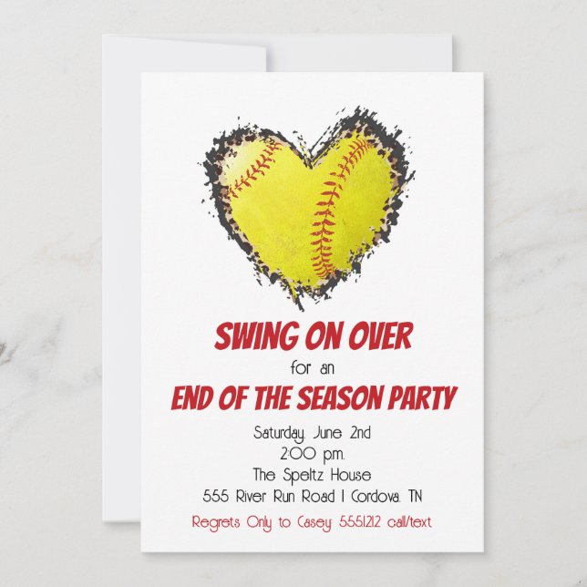 Softball Party Invitation (Front)