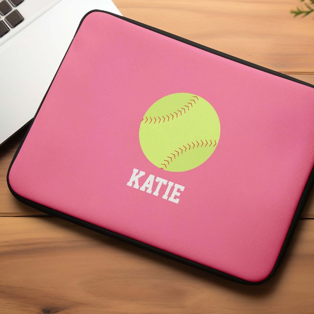 Softball Personalised Girl's Laptop Sleeve (Creator Uploaded)