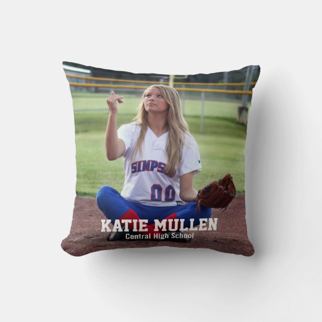 Softball Photo Personalised Player Name & Team Cushion (Front)