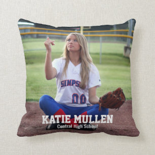 Softball Photo Personalised Player Name & Team Cushion