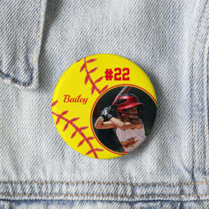 Softball Pin Name Jersey Number Photo Button