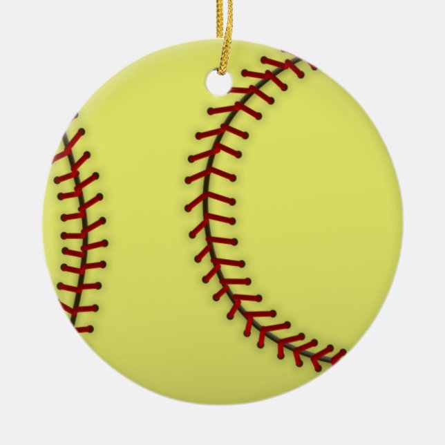 Softball-Pink Ceramic Tree Decoration (Front)