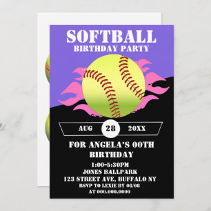 Softball Pink Fire Birthday Party