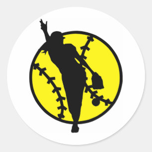 Softball Pitcher Classic Round Sticker