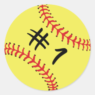 Softball Player Back No Number 1 #1 Ball Sport Sti Classic Round Sticker