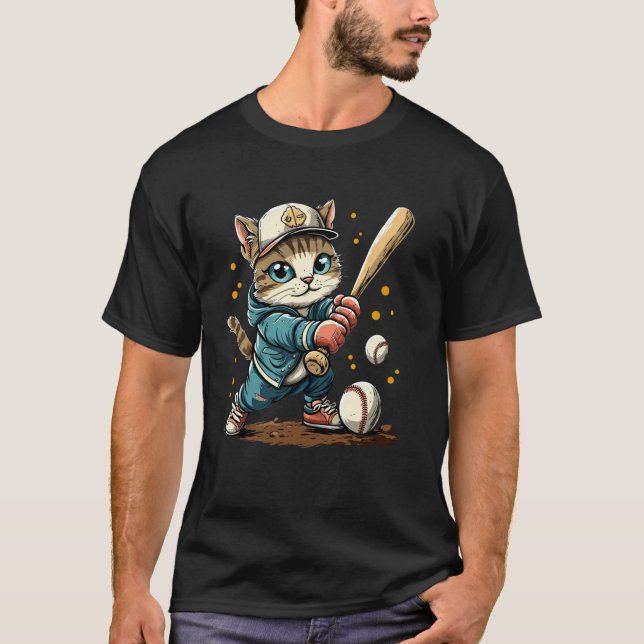 Softball player Cat on Softball T-Shirt (Front)