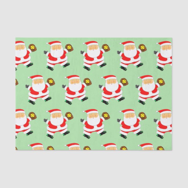 Softball Player Christmas Tissue Paper (Front)