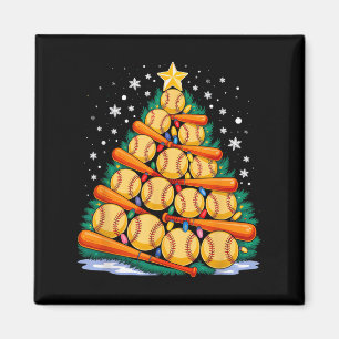 Softball Player Christmas Tree Light Xmas Softball Magnet