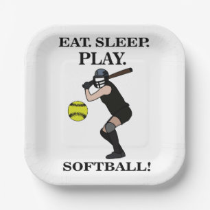 Softball Player Coach Sports Party Paper Plate