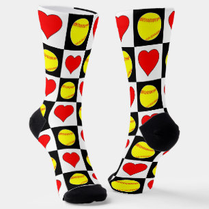 Softball Player Fastpitch Softballs & Heart Sports Socks