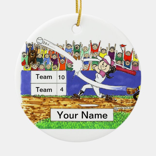 Softball Player - Female Ceramic Tree Decoration (Front)