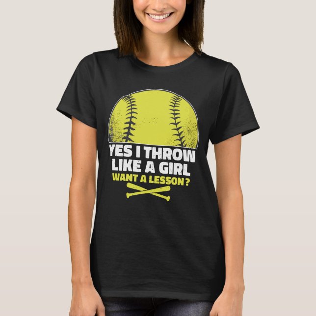 softball player Gift For Girls, Cute Softball Love T-Shirt (Front)