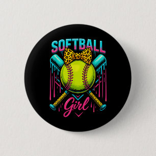 Softball Player Girl Ice Cream Softball Drip 6 Cm Round Badge