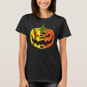 Softball Player Halloween Pumpkin Men Boys Girls S T-Shirt