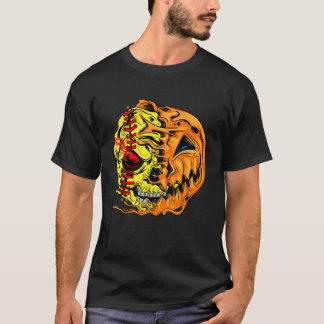 Softball Player Halloween Pumpkin Skeleton Skull K T-Shirt