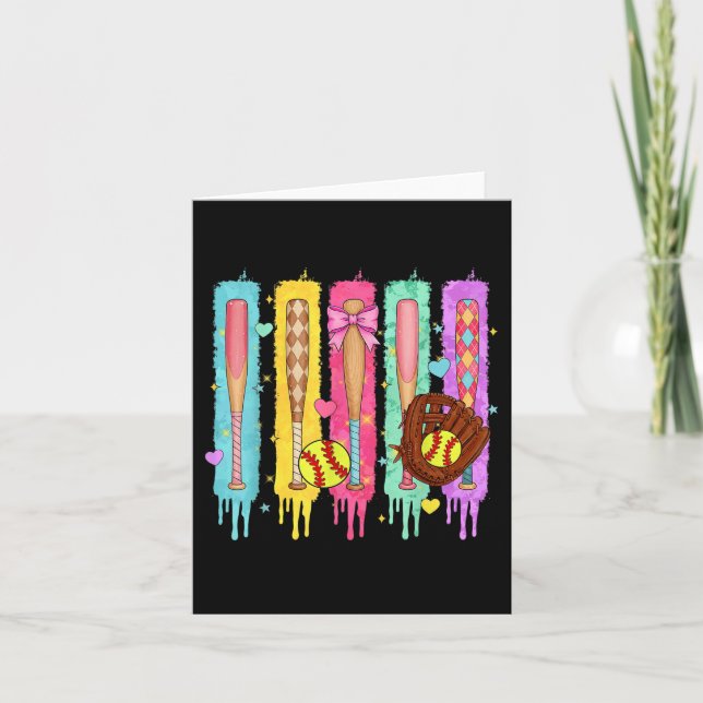 Softball Player Ice Cream Softball Drip  Card (Front)