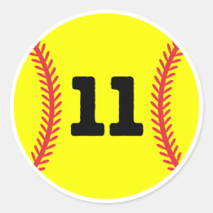 Softball Player Jersey Favourite Number #11 Classic Round Sticker